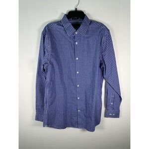 Banana Republic Shirt Mens Large Blue Plaid Grant Slim Fit Non Iron 100% Cotton